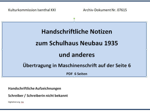 Notizen zm Schulhaus-Neubau 1935